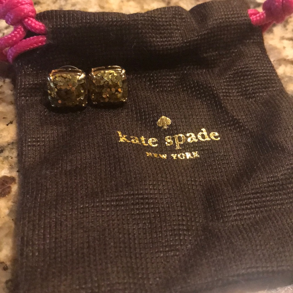 Kate Spade Gold Glitter Studs